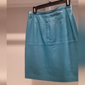 Leather Skirt (Turquoise)